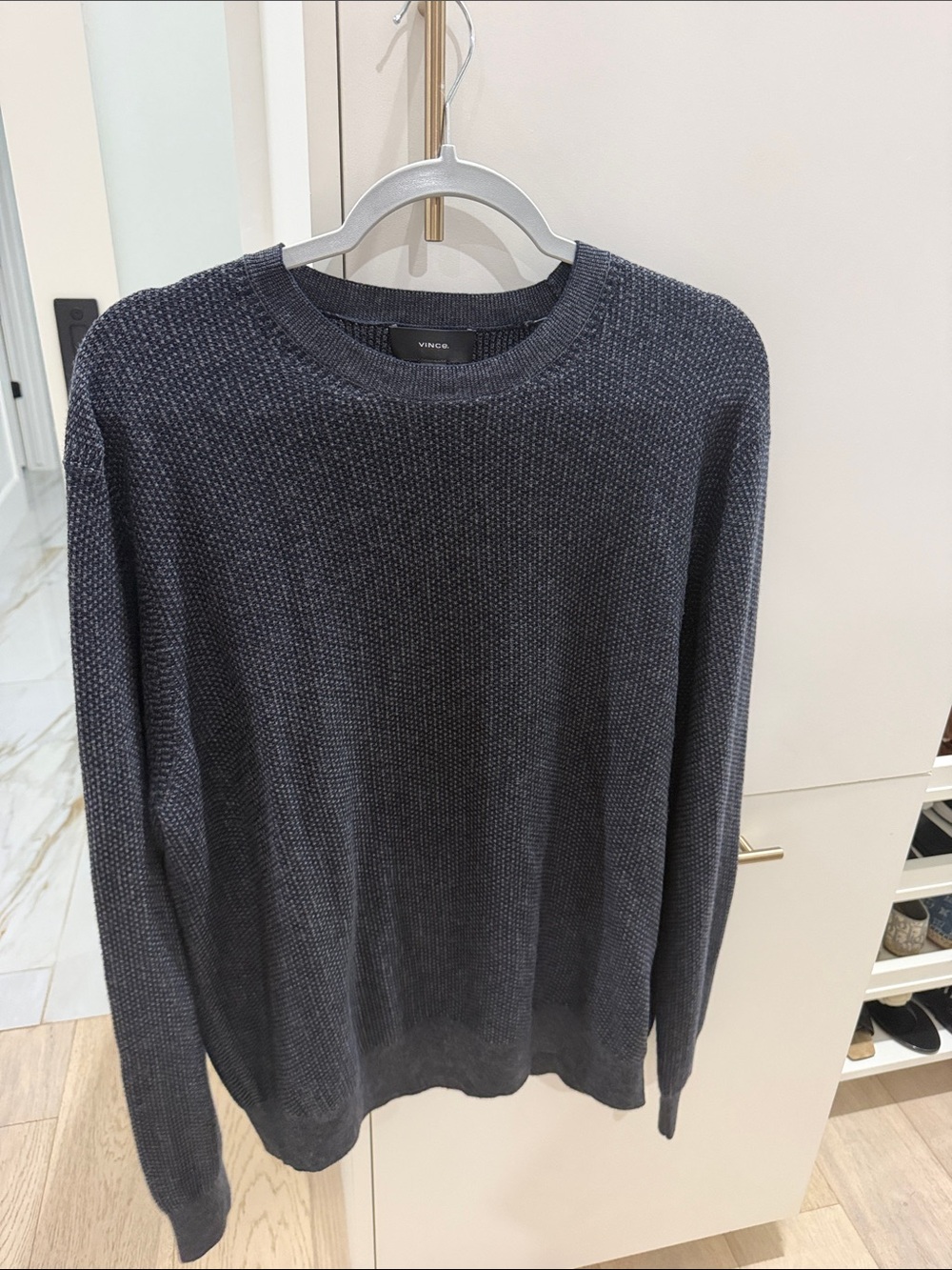Vince Men's Dark Charcoal Crewneck Knit Sweater